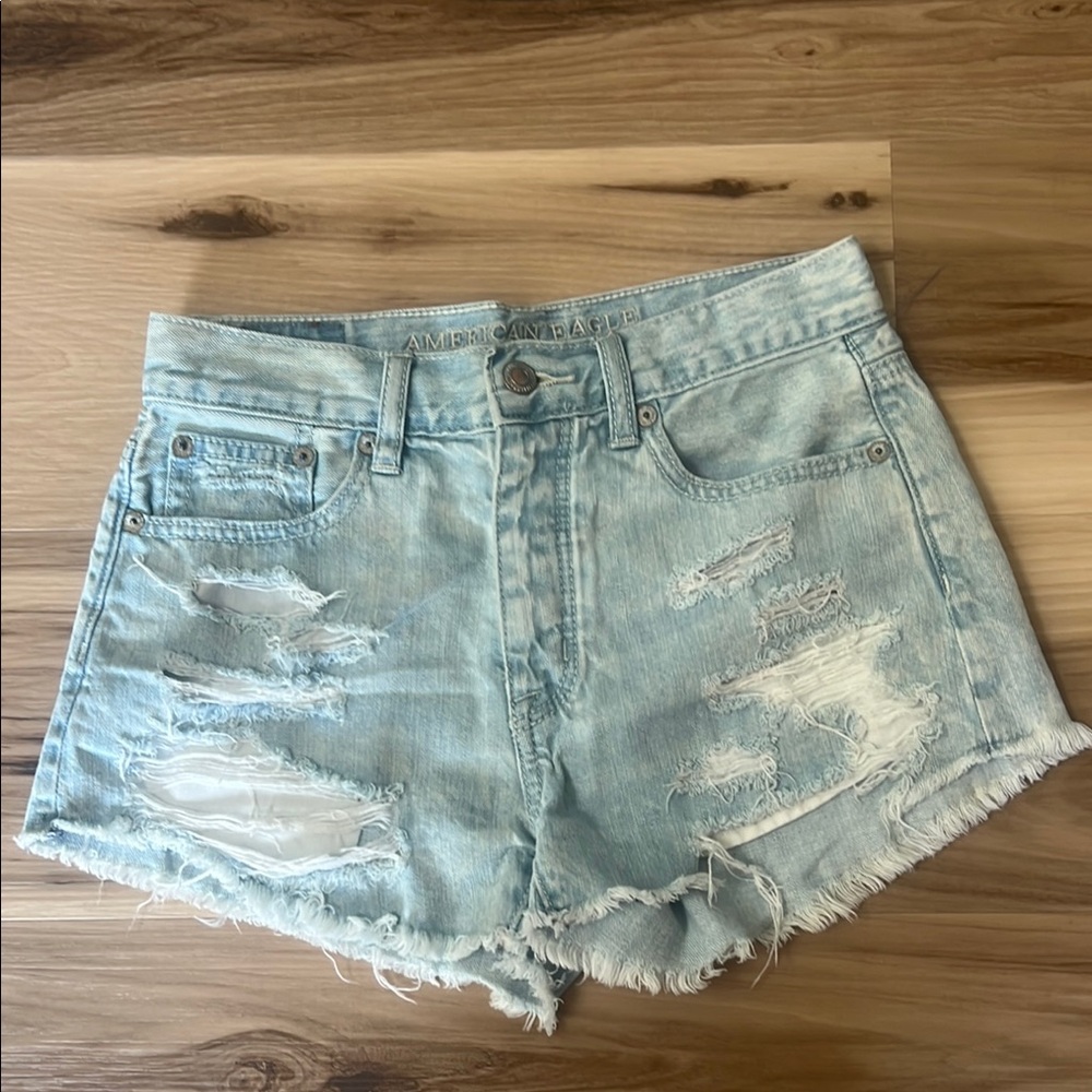 American Eagle Outfitters Light Wash Distressed Jean Shorts